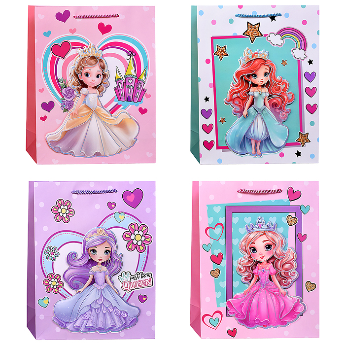 Пакет подарочный 00-7440 "Подарок маленькой принцессе" 26*32*10см