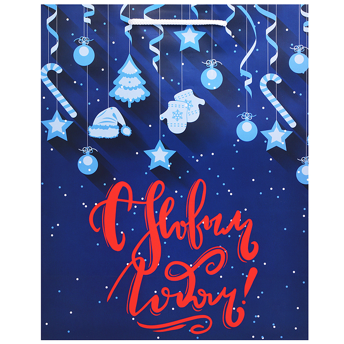 Бумажный пакет для сувенирной продукции с ламинацией, с шириной основания 26 cм