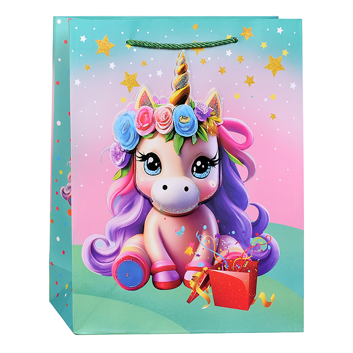 Пакет подарочный 00-7453 "Единорожек" 26*10*32см