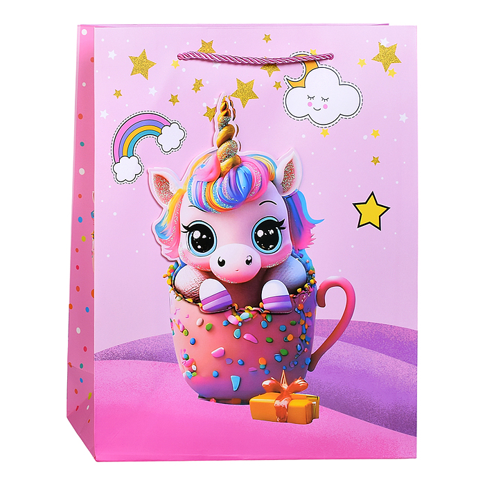 Пакет подарочный 00-7453 "Единорожек" 26*10*32см