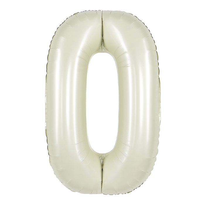 Шар (40''/102 см) Цифра, 0, Белый песок, Сатин, 1 шт. в уп.