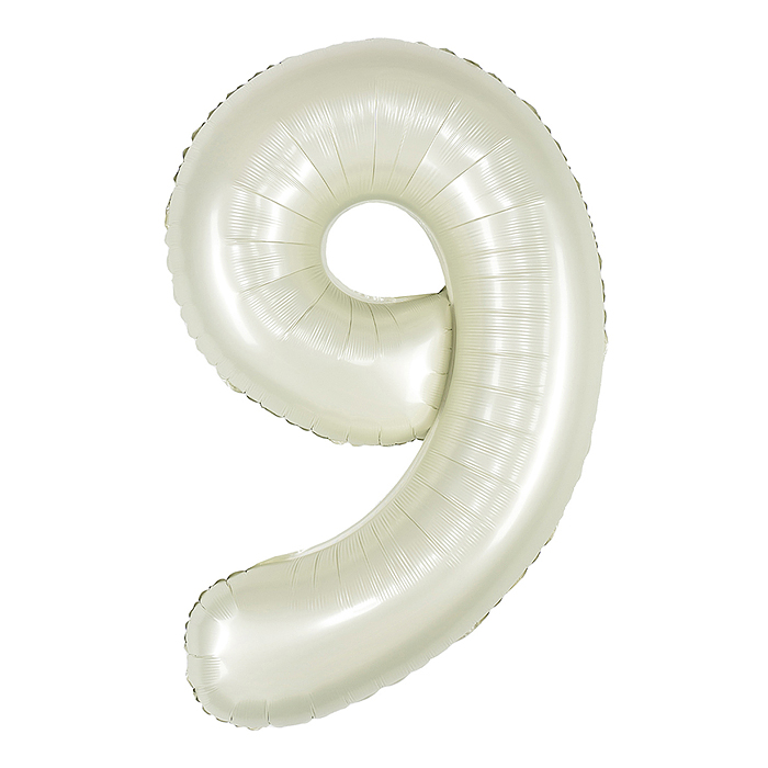 Шар (40''/102 см) Цифра, 9, Белый песок, Сатин, 1 шт. в уп.