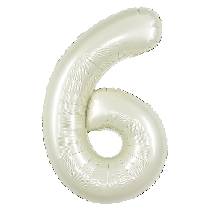 Шар (40''/102 см) Цифра, 6, Белый песок, Сатин, 1 шт. в уп.