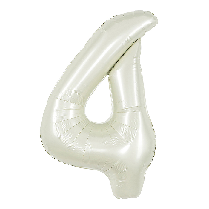 Шар (40''/102 см) Цифра, 4, Белый песок, Сатин, 1 шт. в уп.
