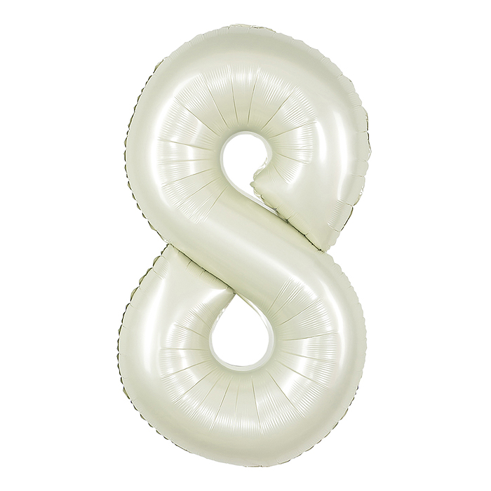 Шар (40''/102 см) Цифра, 8, Белый песок, Сатин, 1 шт. в уп.