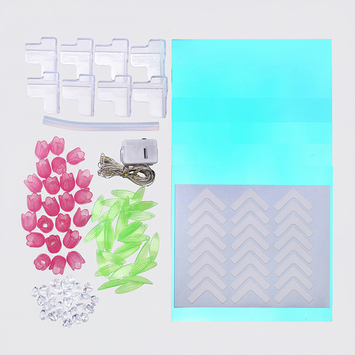 Набор для творчества-светильник XYD-05 "Куб" розовые тюльпаны, в пакете