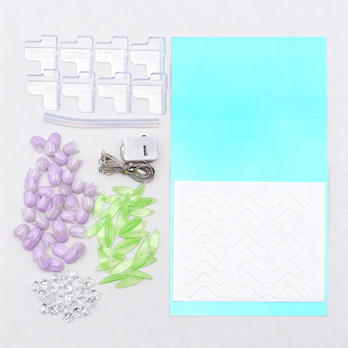 Набор для творчества-светильник XYD-03 "Куб" сиреневые тюльпаны, в пакете