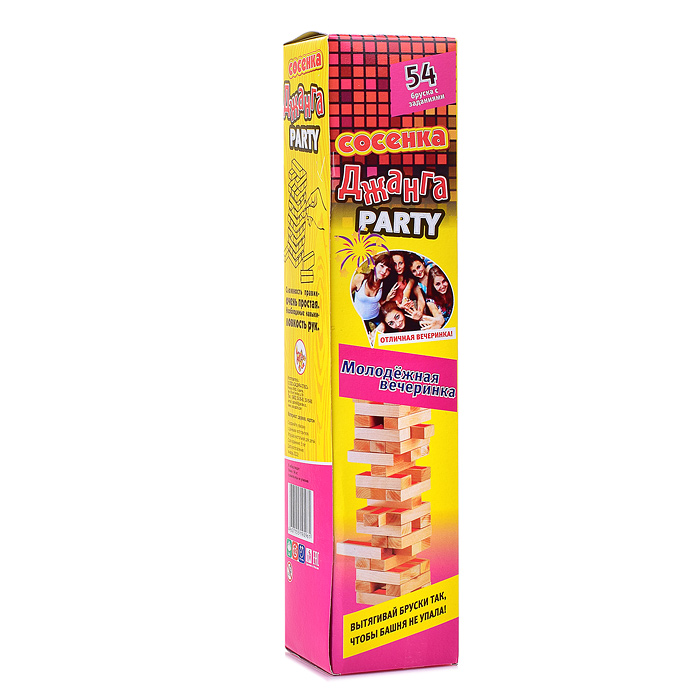 Настольная игра "Джанга PARTY (Сосенка) "Молодежная вечеринка" (большая из натурального дерева)