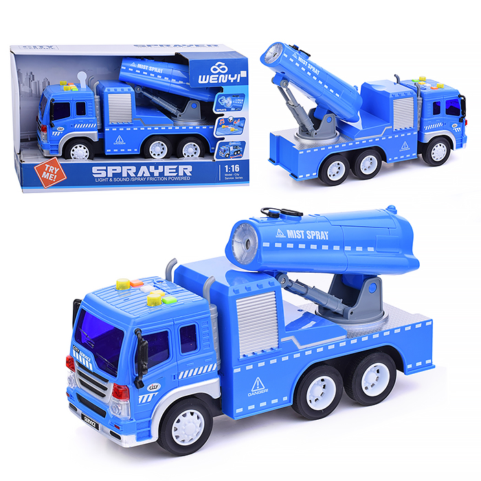 Машина WY352D "Распылитель" 1:16 (свет, звук, пар) на батарейках, в коробке (цвет синий)