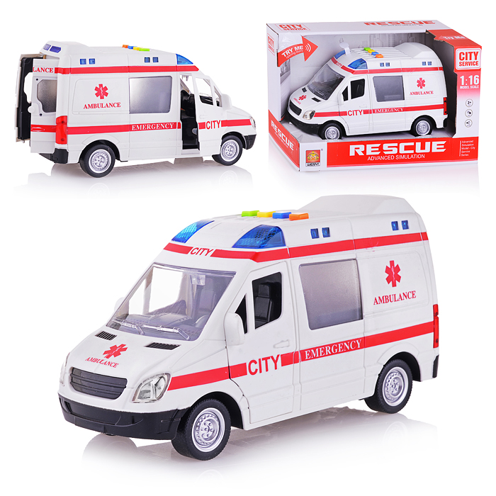 Машина WY590A "Скорая помощь" 1:16 (свет, звук) в коробке