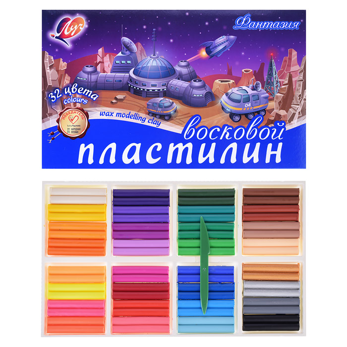 Пластилин мягкий (восковой) "Фантазия" 32 цвета