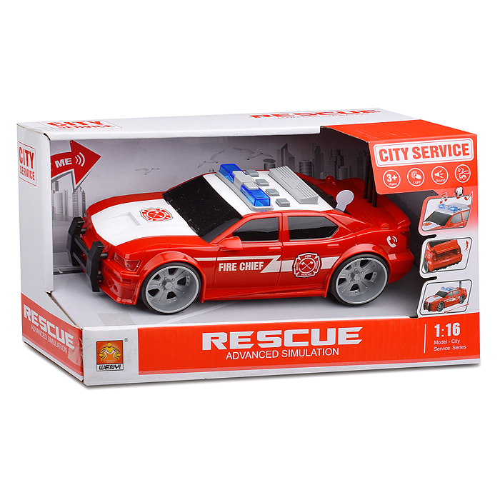 Машина WY620C "Пожарная" 1:16 (свет, звук) на батарейках, в коробке