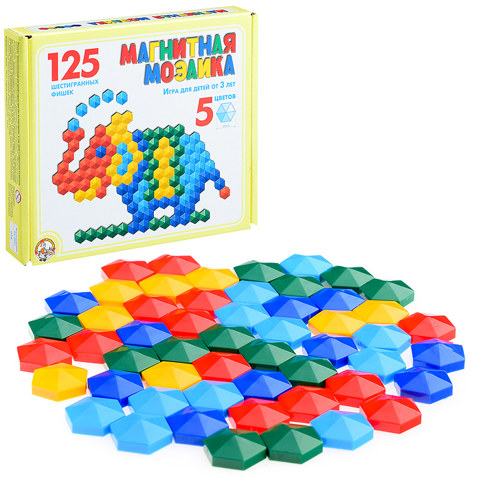 Мозаика магнитная 125 шестигранных фишек