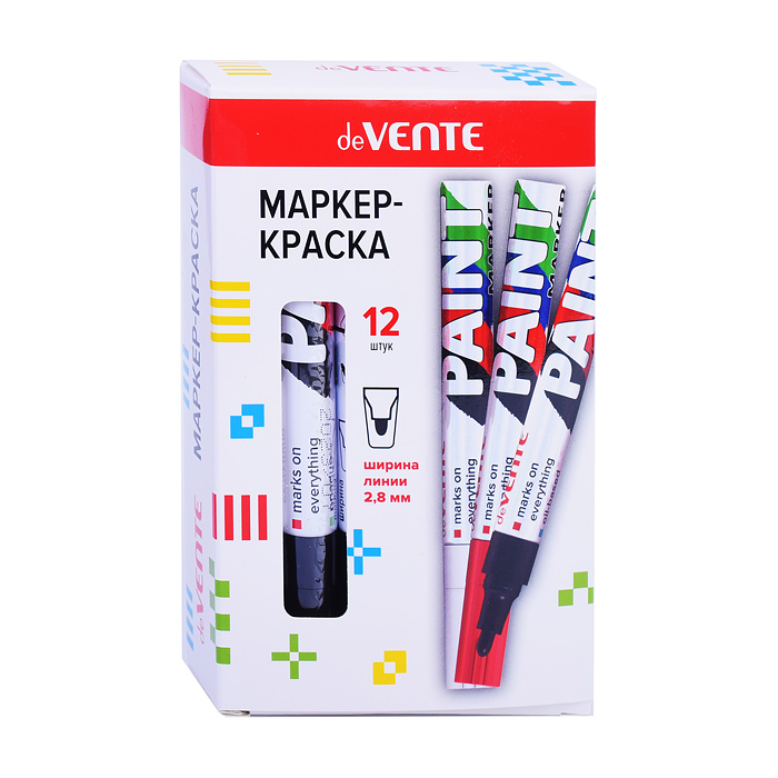 Маркер-краска чёрная , круглый, алюминиевый корпус, с клипом, нитро-основа, пулевидный наконечник, ш