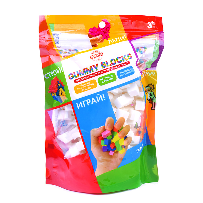 Конструктор-пластилин GUMMY BLOCKS 1 цвет, (бел.), в zip-пак. 19,5х12,5х6,5 см