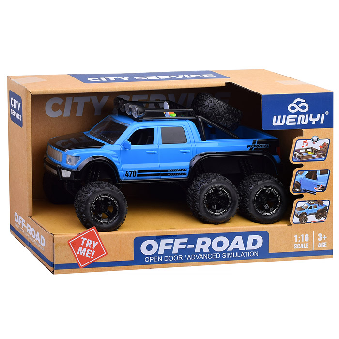 Машина WY470B "Внедорожник" 1:20 (свет, звук) на батарейках, в коробке (цвет синий)