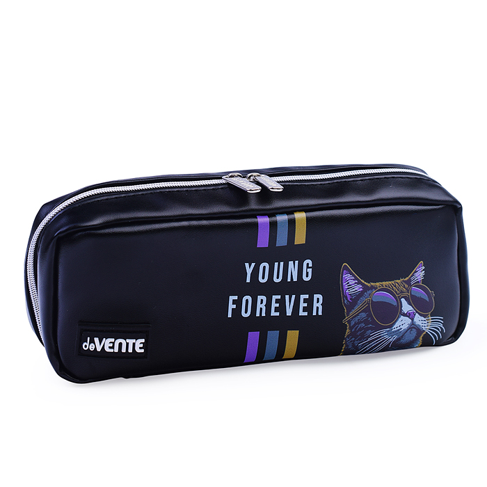 Пенал "Young Forever" 21x9x5 см, прямоугольный для 60 предметов, искусственная кожа, на мол