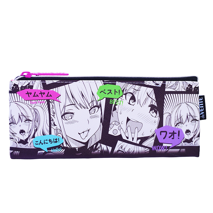 Пенал "Anime Comix" 21,5x9x1 см, плоский для 35 предметов, на молнии, искусственная кожа до
