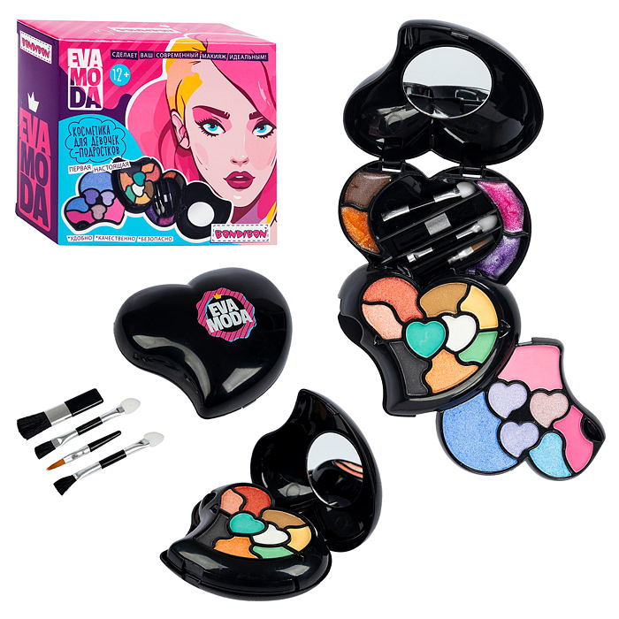 Набор детской декор. косметики Eva Moda, BOX 11,7х10,5х4,3 см; тени для век-14 шт.(11,62г), Набор детской декор. косметики Eva Moda, BOX 11,7х10,5х4,3 см; тени для век-14 шт.(11,62г),