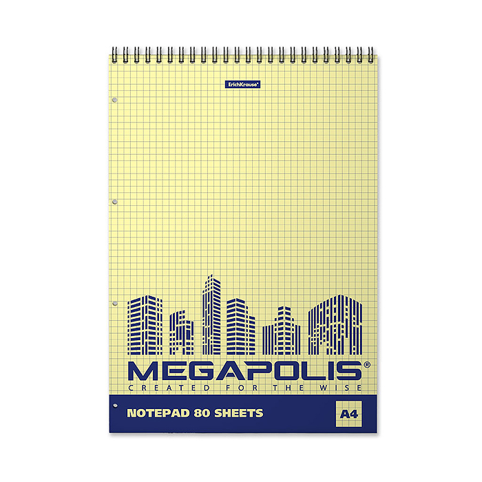 Блокнот 80л., А4, клетка, на спирали MEGAPOLIS Yellow Concept