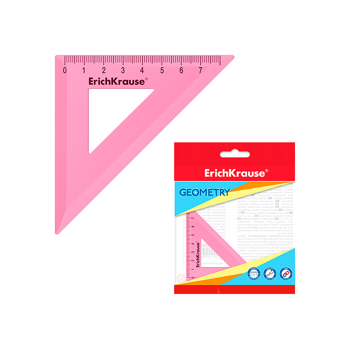 Угольник пластиковый Pastel, 45°/7см, розовый, во флоупаке