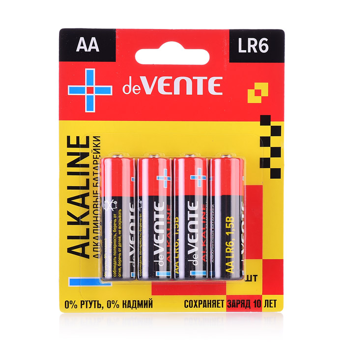 Батарейка "Alkaline" алкалиновая, AA, LR6, 1,5В, 4 шт в блистере