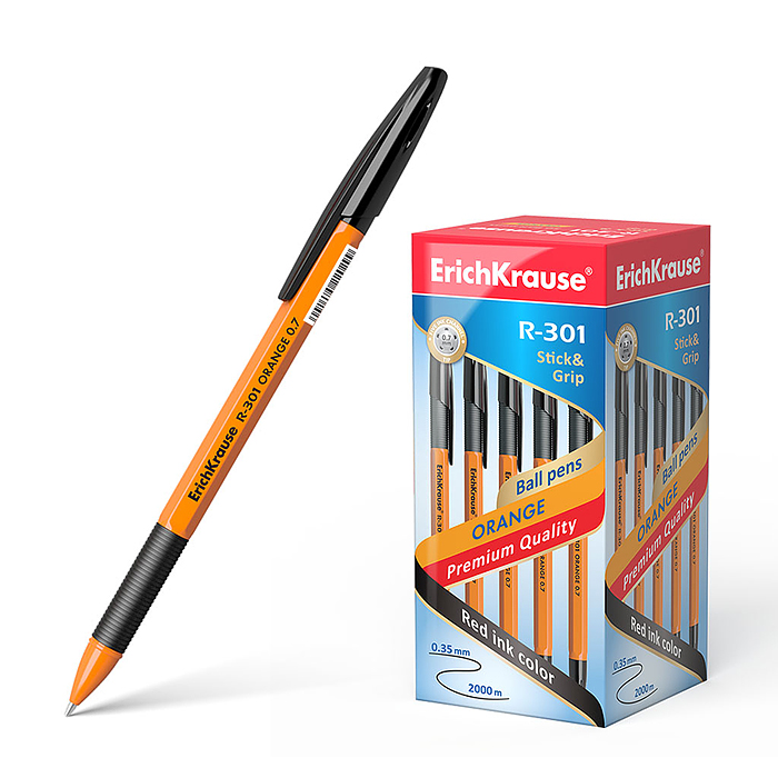 Ручка шариковая R-301 Orange Stick&Grip 0.7, цвет чернил черный