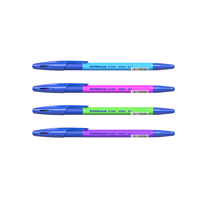 Ручка шариковая R-301 Neon Stick&Grip 0.7, цвет чернил синий 