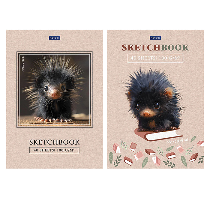 Блокнот SketchBook 40л А5ф "Крошка дикобраз" без линовки 100г/кв.м отрывная склейка