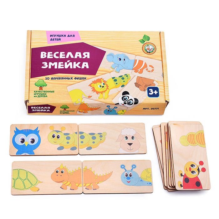 Домино деревянное "Веселая змейка" Домино деревянное "Веселая змейка"