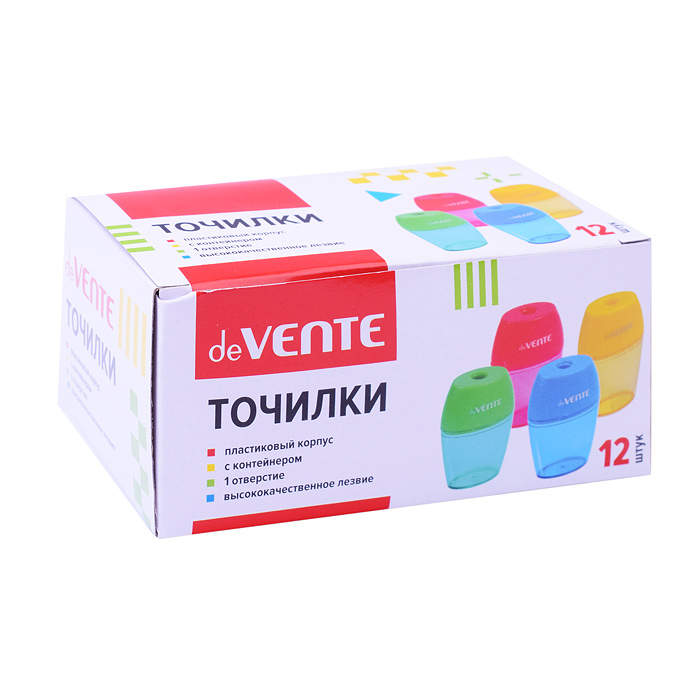 Точилка для карандашей, 1 отверстие, с контейнером, пластмассовая, овальная