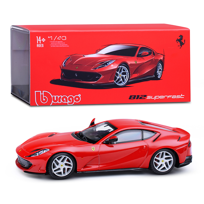 Гоночная машинка die-cast Ferrari - 812 Superfast, 1:43,  красная