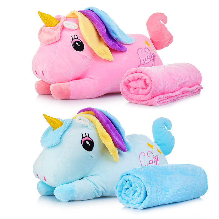 Мягкая игрушка M0742 "Лошадка-единорог" 60см, с пледом Мягкая игрушка M0742 "Лошадка-единорог" 60см, с пледом