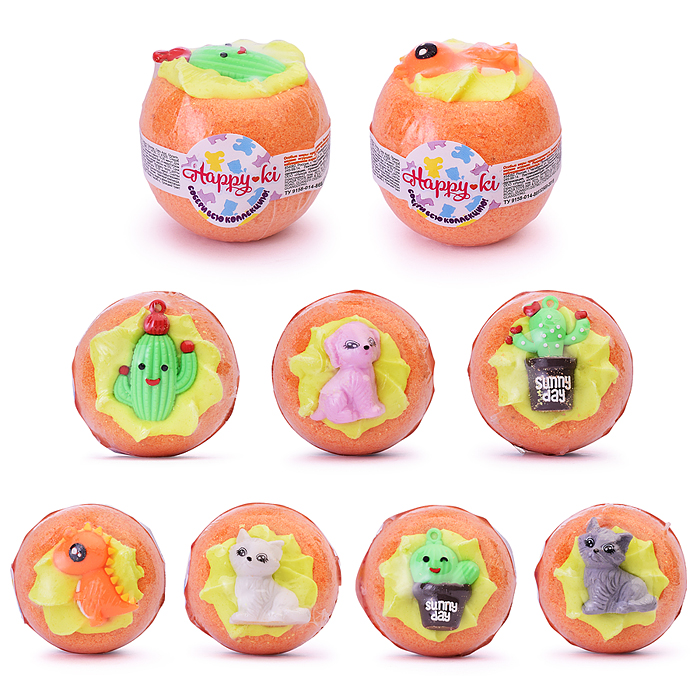 Шипучая соль для ванн 130г Чаша с пеной и игрушкой "Happyki" 