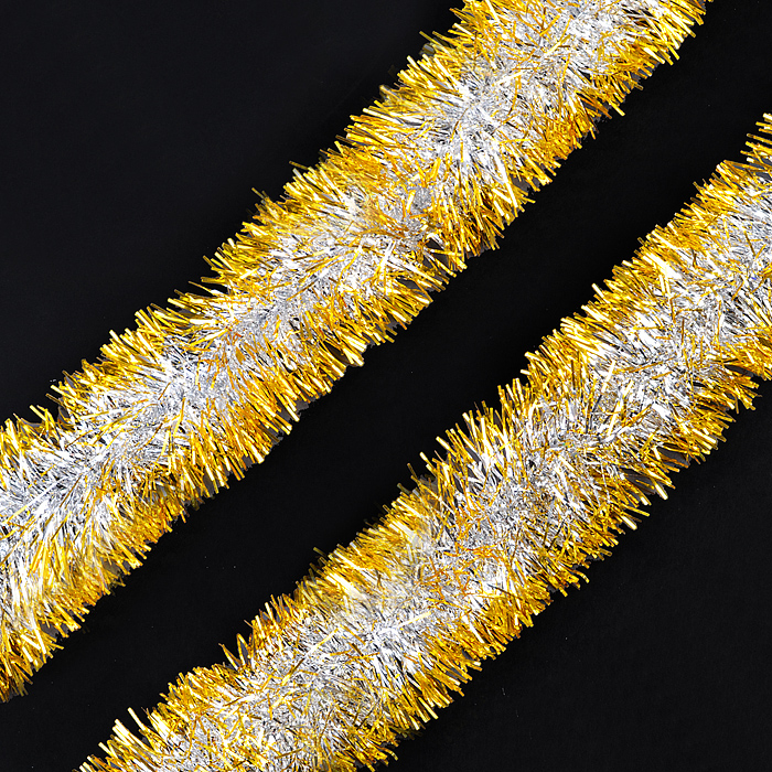 Мишура S0239 (9см*2м) серебро-жёлтый Мишура S0239 (9см*2м) серебро-жёлтый