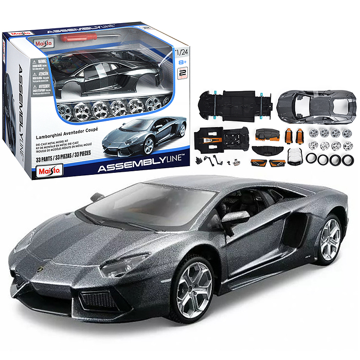 DIY машинка с отверткой die-cast Lamborghini Aventador LP 700-4, 1:24, серая