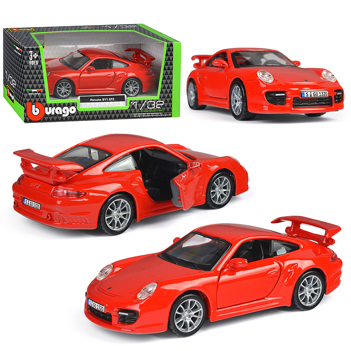 Машинка die-cast Porsche 911 GT2, 1:32, красная