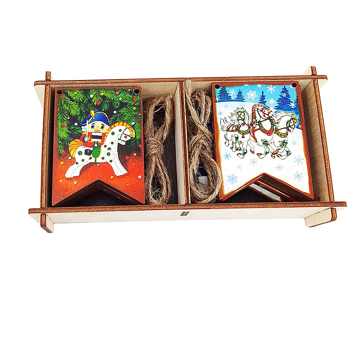 Набор "Новогодние флажки" (дерево) (7х4,5 см) 12 дет. 