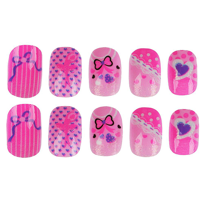 Косметика для девочек. Накладные ногти, Black pink Cool Star 