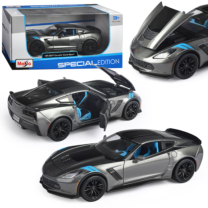 Машинка die-cast 2017 Corvette Grand Sport, 1:24, серебристая, открывающиеся двери