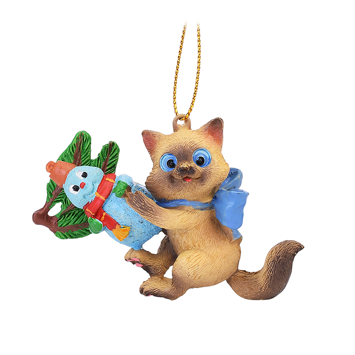 Полирезиновая подвеска "Котик на веточке" 7 см, 