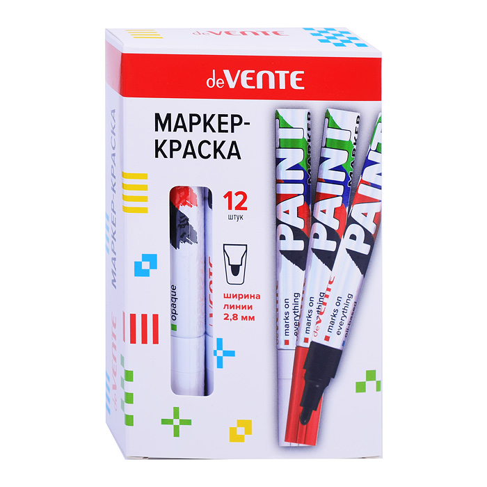 Маркер-краска белая, круглый алюминиевый корпус, с клипом, нитро-основа, пулевидный наконечник, 2,8