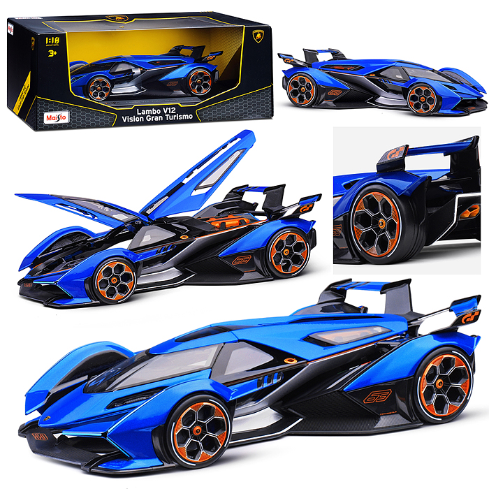 Машинка die-cast Lamborghini V12 Vision Gran Turismo, 1:18, синяя