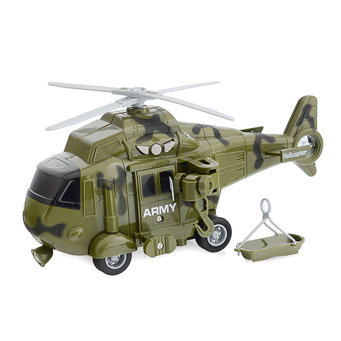 Вертолет WY761A "Армия спасатель" 1:20 (свет, звук) в коробке (зеленый)