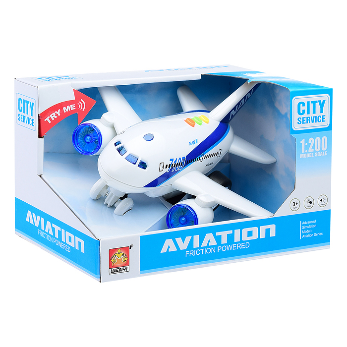 Самолет WY710B "Авиация" 1:200 (свет,звук) на батарейках, в коробке