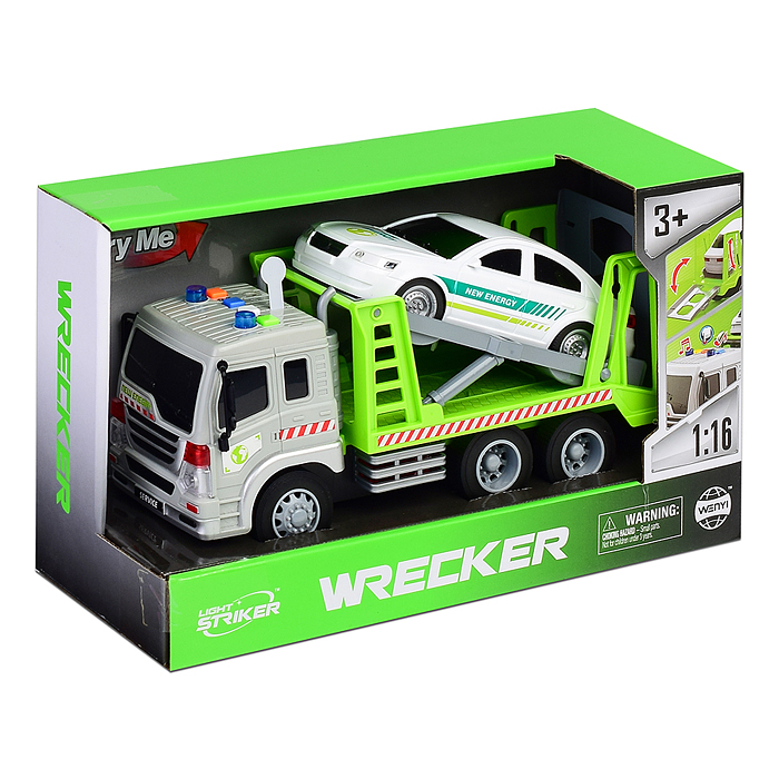Автовоз WY300H "Трейлер" 1:16 (свет, звук) в коробке (зеленый)