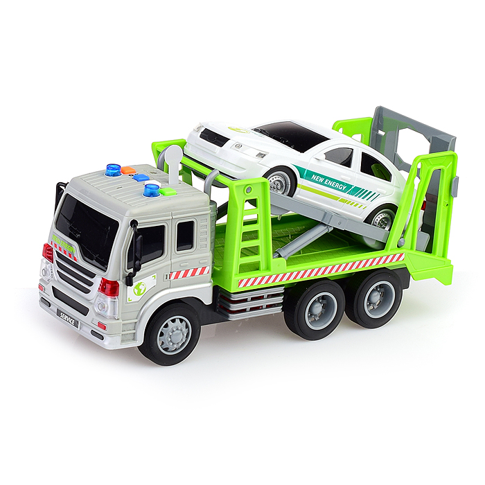 Автовоз WY300H "Трейлер" 1:16 (свет, звук) в коробке (зеленый)