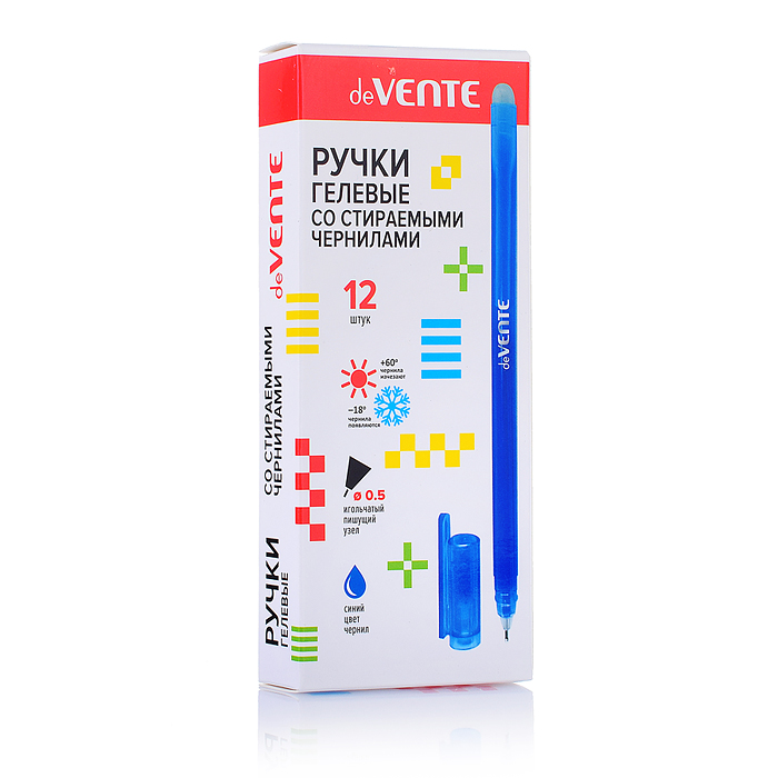 Ручка гелевая стираемая "Snella" d=0,5 мм, прозрачный корпус , с ластиком, одноразовая, инд