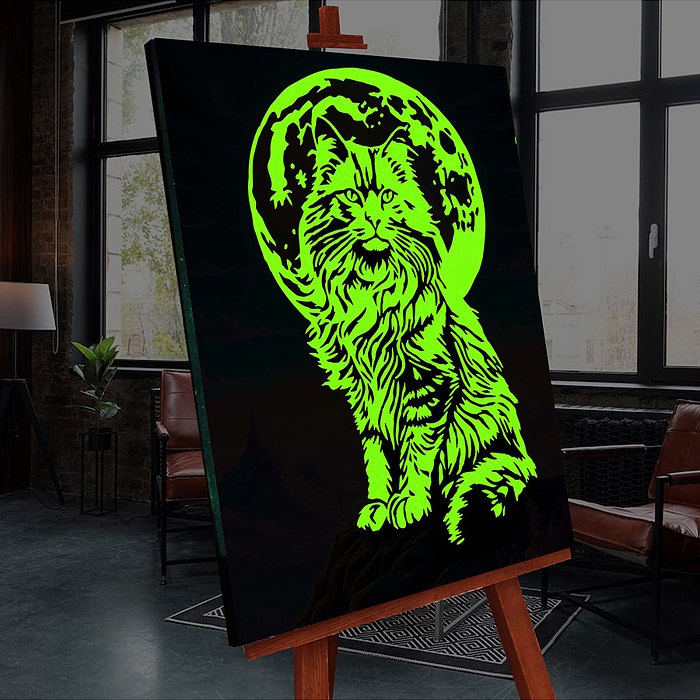 Картина по номерам 40х50 "Космическая кошка" со светящейся краской (22 цв.)