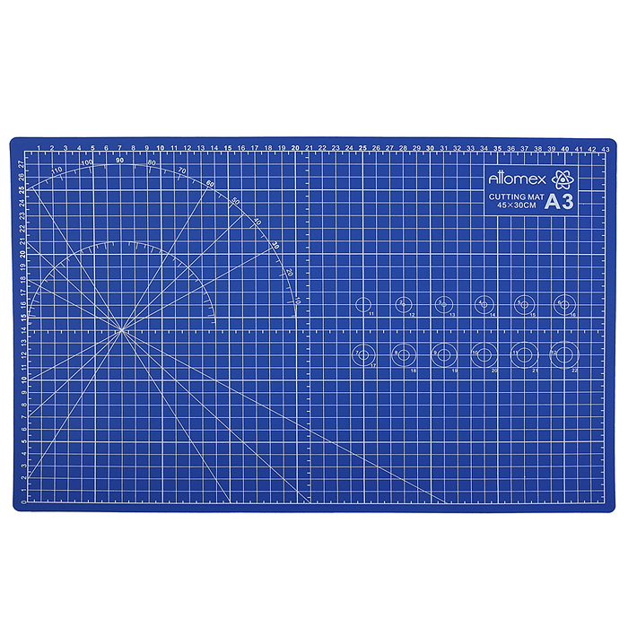 Коврик для резки A3 (45x30 см) "Attomex" непрорезаемый, толщина 2 мм, двухсторонний, трехслойный, си